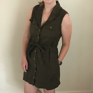 Banana Republic green dress with waist tie